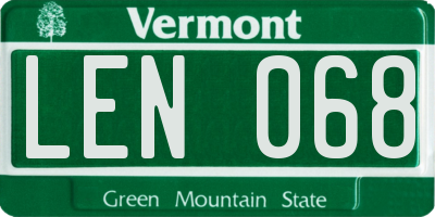 VT license plate LEN068