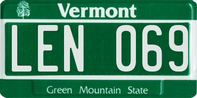 VT license plate LEN069