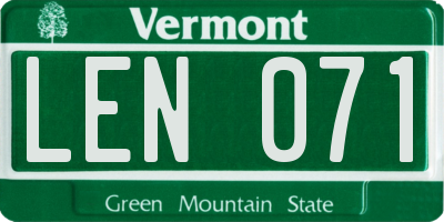 VT license plate LEN071
