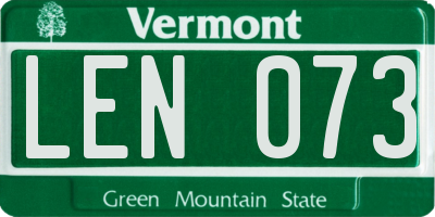 VT license plate LEN073