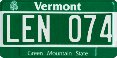 VT license plate LEN074