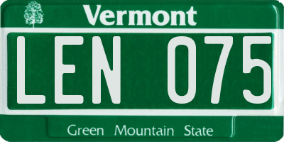 VT license plate LEN075