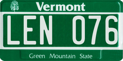 VT license plate LEN076
