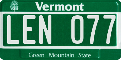 VT license plate LEN077