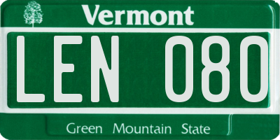 VT license plate LEN080