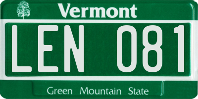 VT license plate LEN081