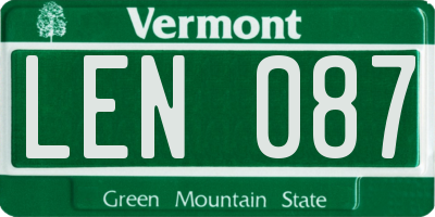 VT license plate LEN087