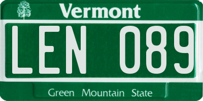 VT license plate LEN089