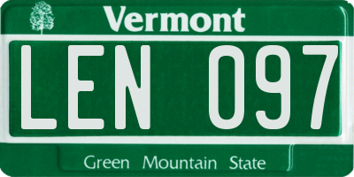 VT license plate LEN097