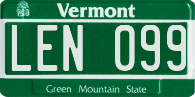 VT license plate LEN099