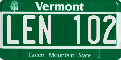 VT license plate LEN102