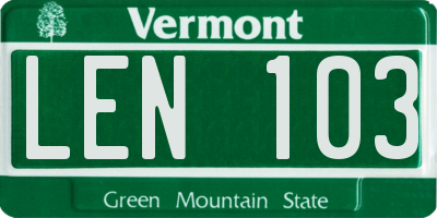 VT license plate LEN103