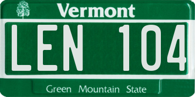 VT license plate LEN104