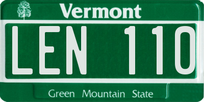 VT license plate LEN110