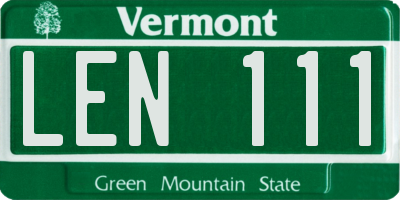 VT license plate LEN111