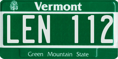 VT license plate LEN112