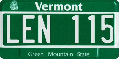 VT license plate LEN115