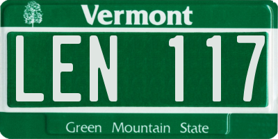 VT license plate LEN117