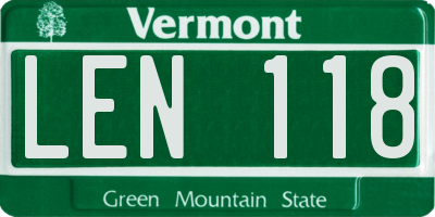 VT license plate LEN118