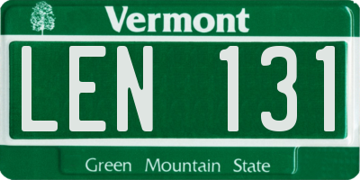 VT license plate LEN131