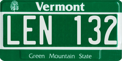 VT license plate LEN132