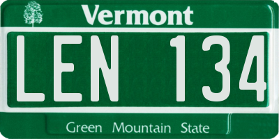 VT license plate LEN134