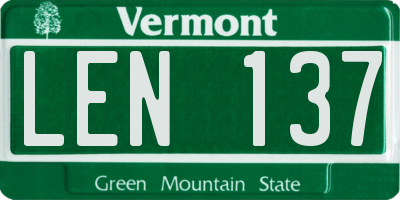 VT license plate LEN137