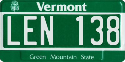 VT license plate LEN138