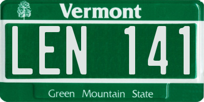 VT license plate LEN141