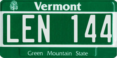VT license plate LEN144