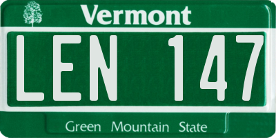VT license plate LEN147