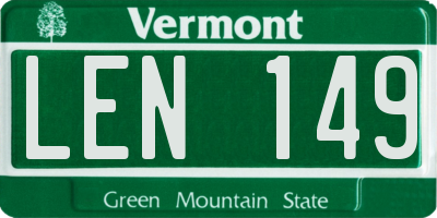 VT license plate LEN149