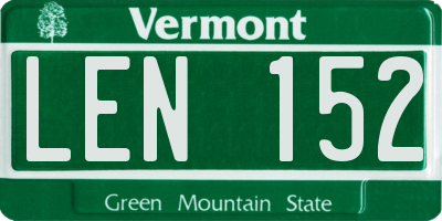 VT license plate LEN152