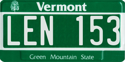 VT license plate LEN153