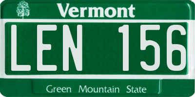 VT license plate LEN156