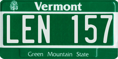 VT license plate LEN157