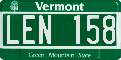VT license plate LEN158