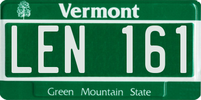 VT license plate LEN161
