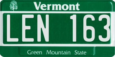 VT license plate LEN163