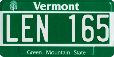 VT license plate LEN165