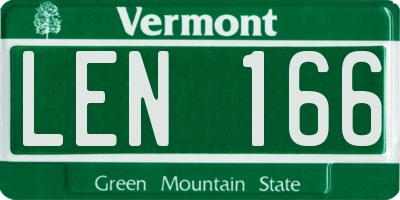 VT license plate LEN166