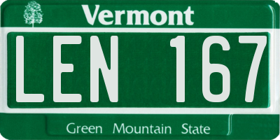 VT license plate LEN167