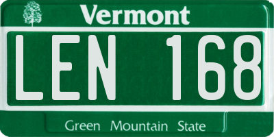 VT license plate LEN168