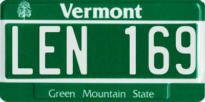 VT license plate LEN169
