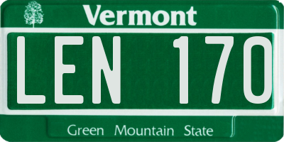 VT license plate LEN170
