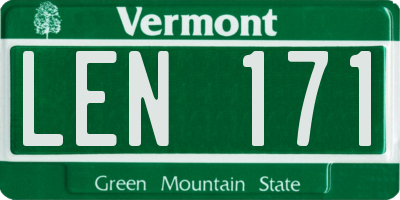 VT license plate LEN171