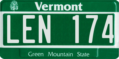 VT license plate LEN174