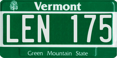 VT license plate LEN175