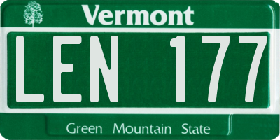 VT license plate LEN177