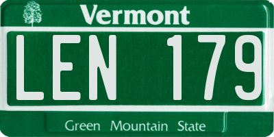 VT license plate LEN179